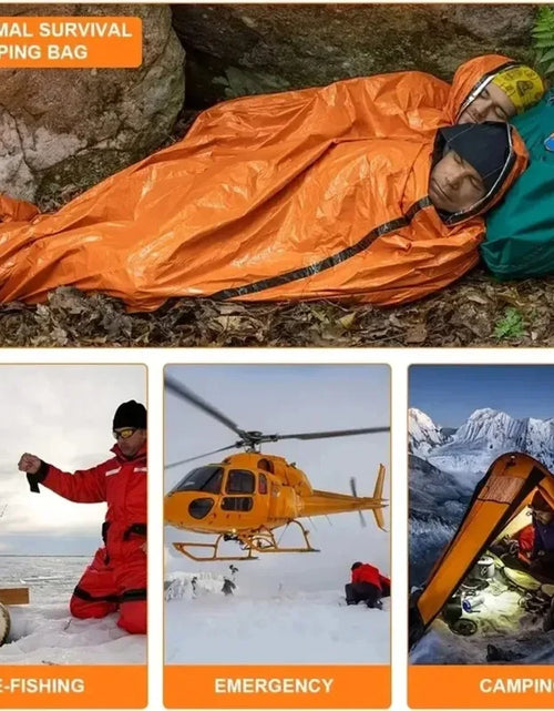 Load image into Gallery viewer, Emergency Mylar Sleeping Bag - Waterproof Thermal Survival Blanket
