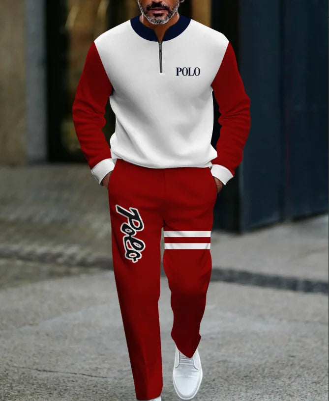 3D Printed Tracksuit Set - Half Zip Sweatshirt & Pants