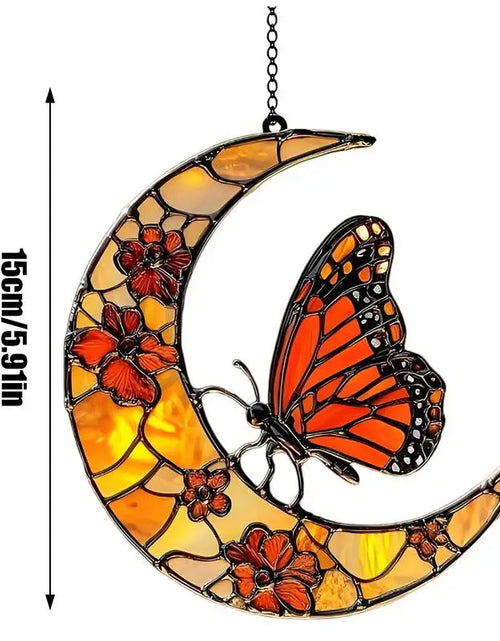 Load image into Gallery viewer, Monarch Butterfly Sun Catcher Monarch Butterfly And Floral Moon Window Sun Catcher Acrylic Artistic Ornament For Home Garden
