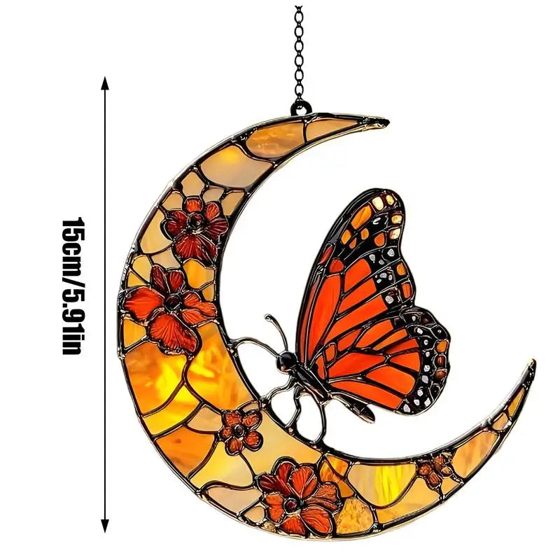 Monarch Butterfly Sun Catcher Monarch Butterfly And Floral Moon Window Sun Catcher Acrylic Artistic Ornament For Home Garden