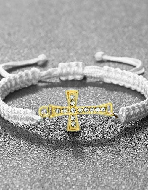 Load image into Gallery viewer, Red Thread Crystal Cross Bracelet - Christian Prayer &amp; Meditation Jewelry
