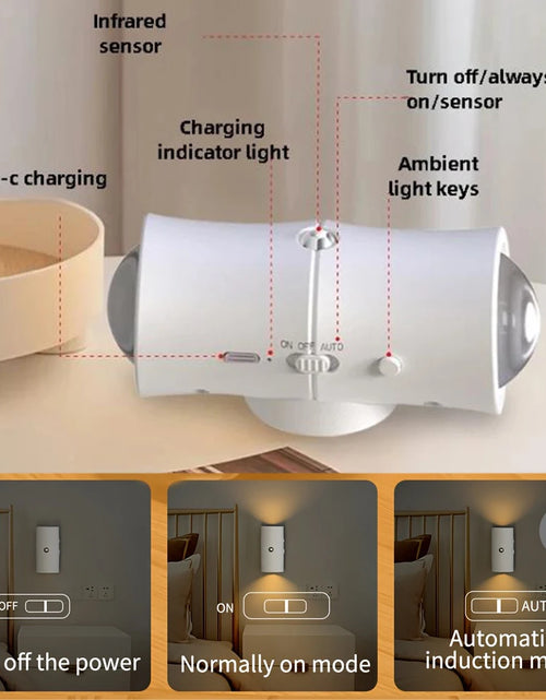 Load image into Gallery viewer, RGB 7colors Motion Sensor LED Night Light USB Charging Intelligent Human Induction Double Head Cabinet Lamp Kitchen Stairs Light

