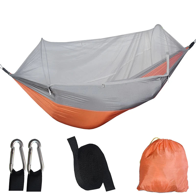 Outdoor Camping Hammock with Mosquito Net - Lightweight Parachute Fabric