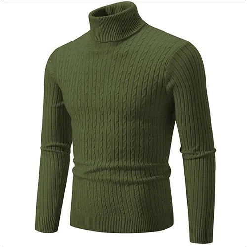Men's Turtleneck Sweater 2025 - Solid Colour Casual Pullover Top