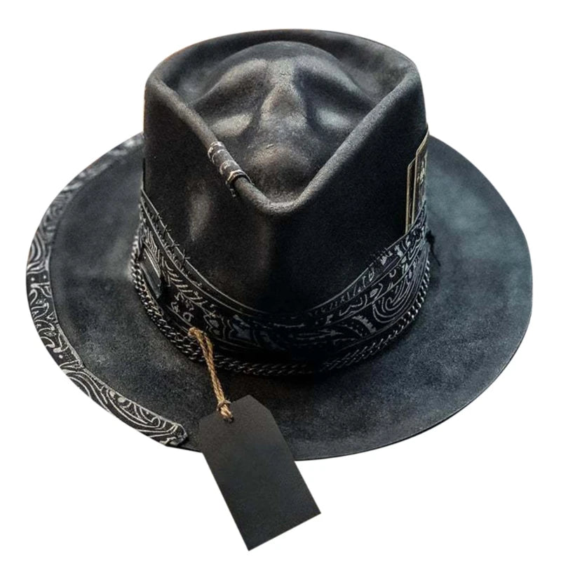 Black Gothic Cowboy Hat - Skull Halloween Party Festival Headwear