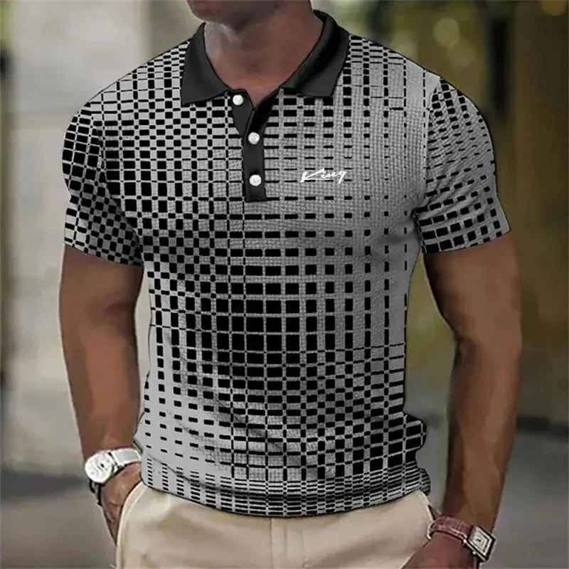 Men's Polyester Polo Shirt - Casual Solid Color Short Sleeve Summer Top