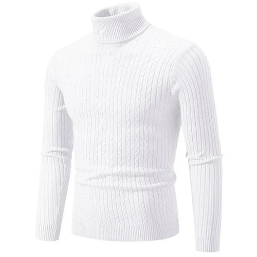 Men's Turtleneck Sweater 2025 - Solid Colour Casual Pullover Top