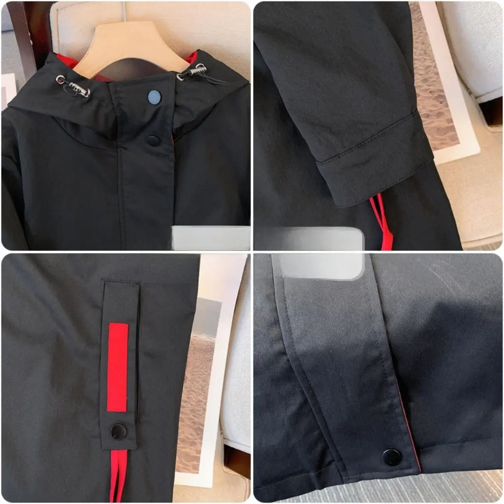 plus Size Women's Hooded Windbreaker Jacket 60-175 Kg Casual Rustic Long Fall/Winter Fashion Outerwear