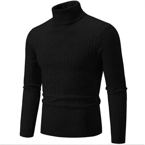 Men's Turtleneck Sweater 2025 - Solid Colour Casual Pullover Top