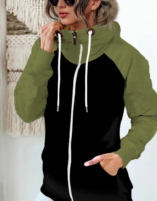 Load image into Gallery viewer, Women's Plus Size Winter Hoodie - Contrast Color Zipper Coat
