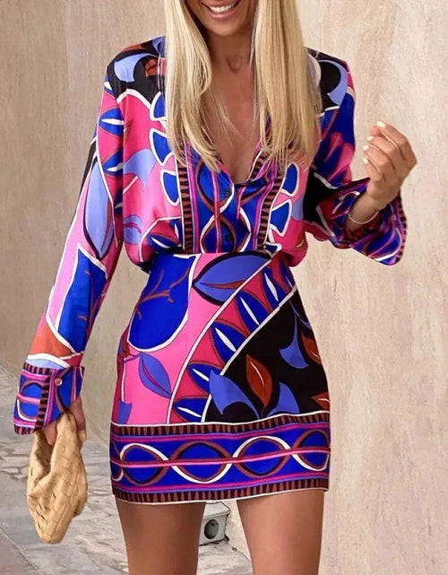 Load image into Gallery viewer, Women's Two Piece Cardigan &amp; Mini Skirt Set - Printed Autumn Outfit
