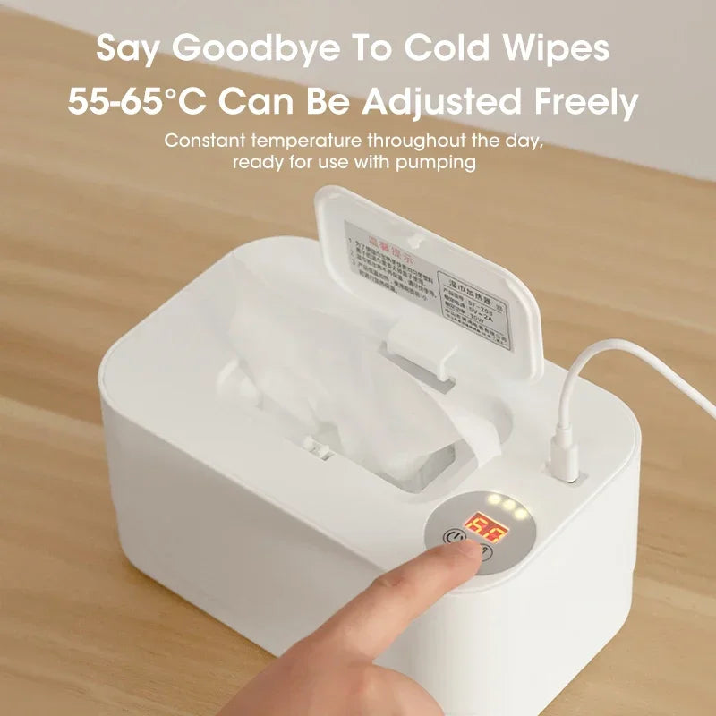 Portable Baby Wipe Warmer 2-in-1 Heated Towel Dispenser with LED Display Heating Box for Home Car Travel Accessories