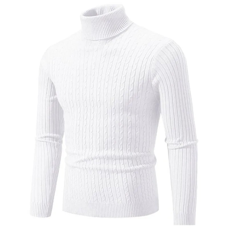 Men's Turtleneck Sweater 2025 - Solid Colour Casual Pullover Top