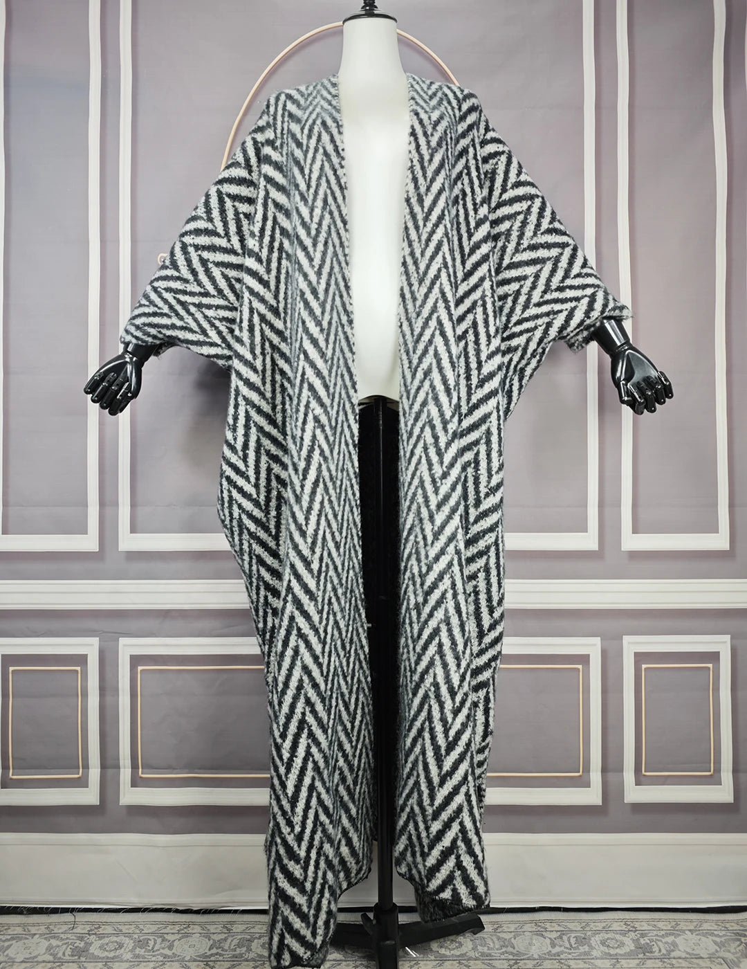 Women's African Print Kimono Cardigan - Luxury Long Winter Jacket