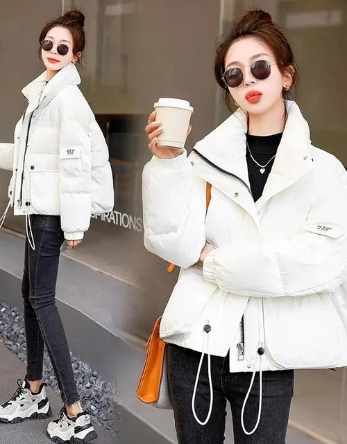 Load image into Gallery viewer, Women's Green Glossy Down Cotton Parka - Short Winter Jacket 2025
